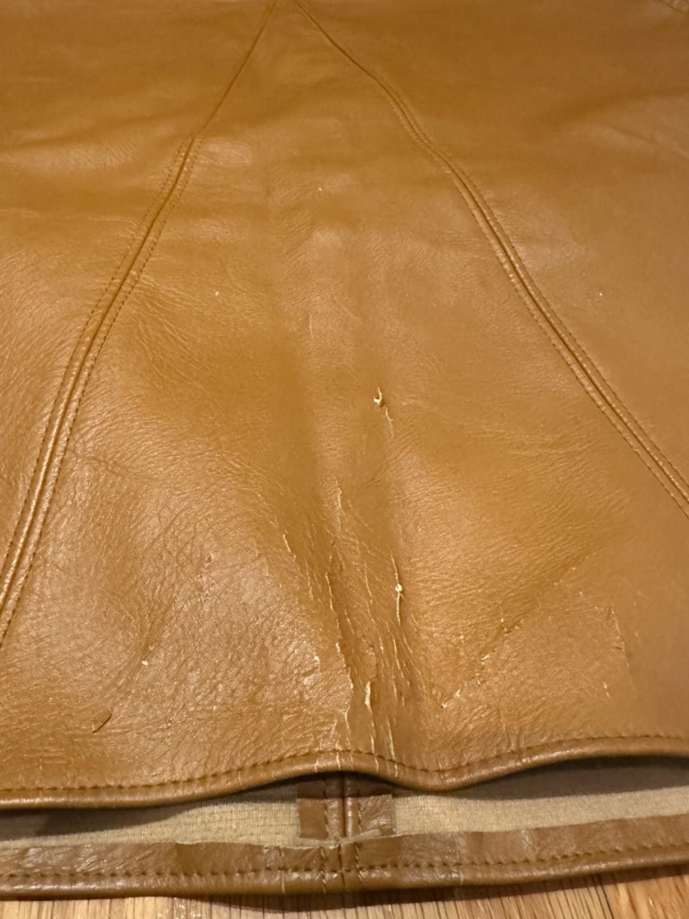 Bar III Cognac Leather A-Line Mini Skirt - Picture 3 of 4